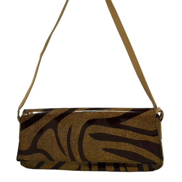 Francisco Biasi  brown tan zebra print tan patent leather straps handbag - Picture 1 of 16
